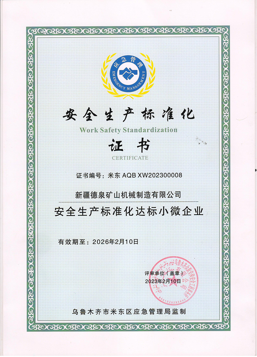 安全生產標準化達標小微企業